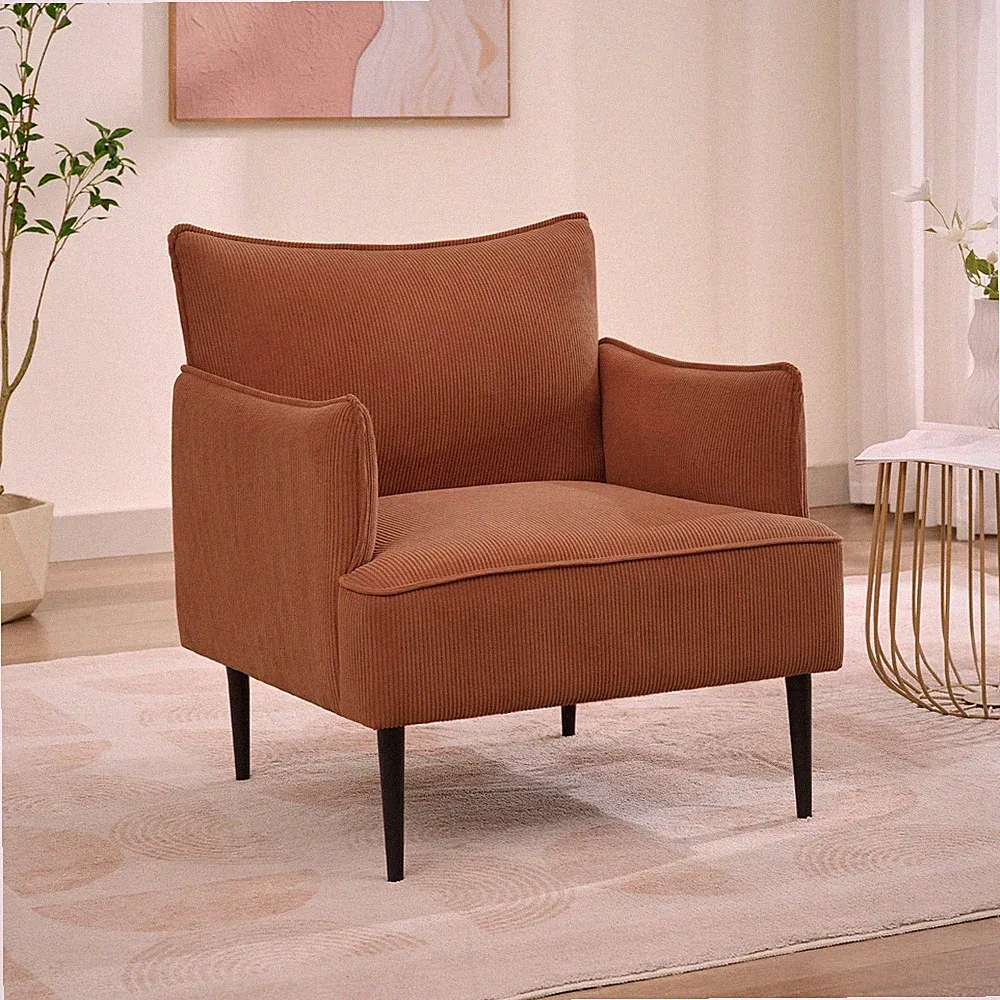 Accent Armchair Single Sofa ,Upholstered Seat,Removable Cushions,Metal Legs New