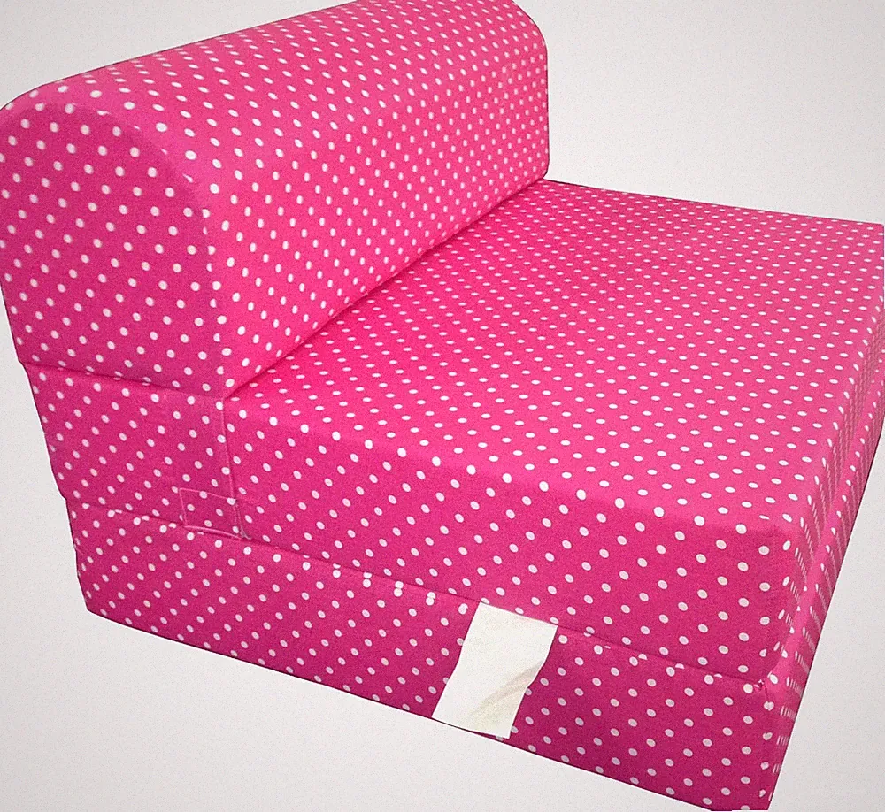 Full 6 x 48 x 72 Flip Chair Folding Foam Beds, Foldable Sofa Bed, Polka Dots