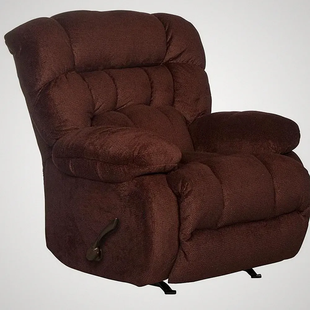 Johnson Chaise Rocker Recliner in Cranberry Red Polyester Fabric